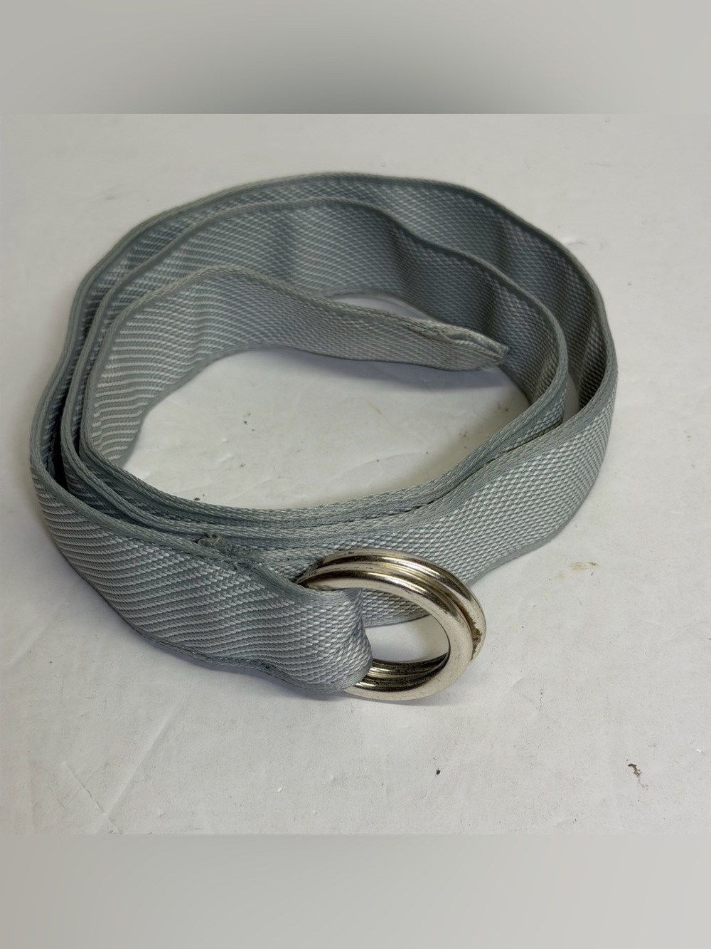 Peter Millar Light Gray Fabric Double-Ring Belt
